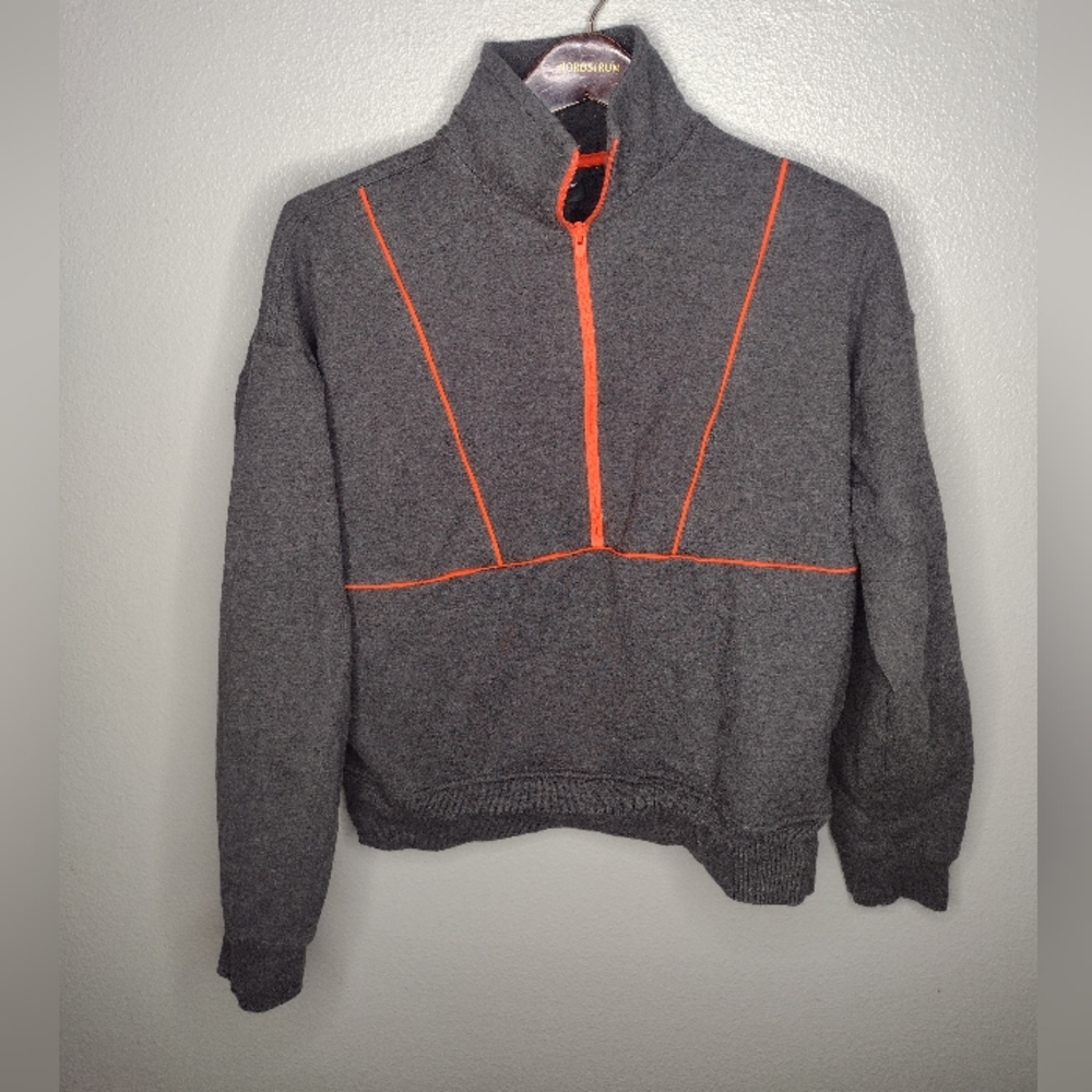 Richer Poorer Women's Cropped 1/4 Zip Sweatshirt Medium Gray Orange Active H